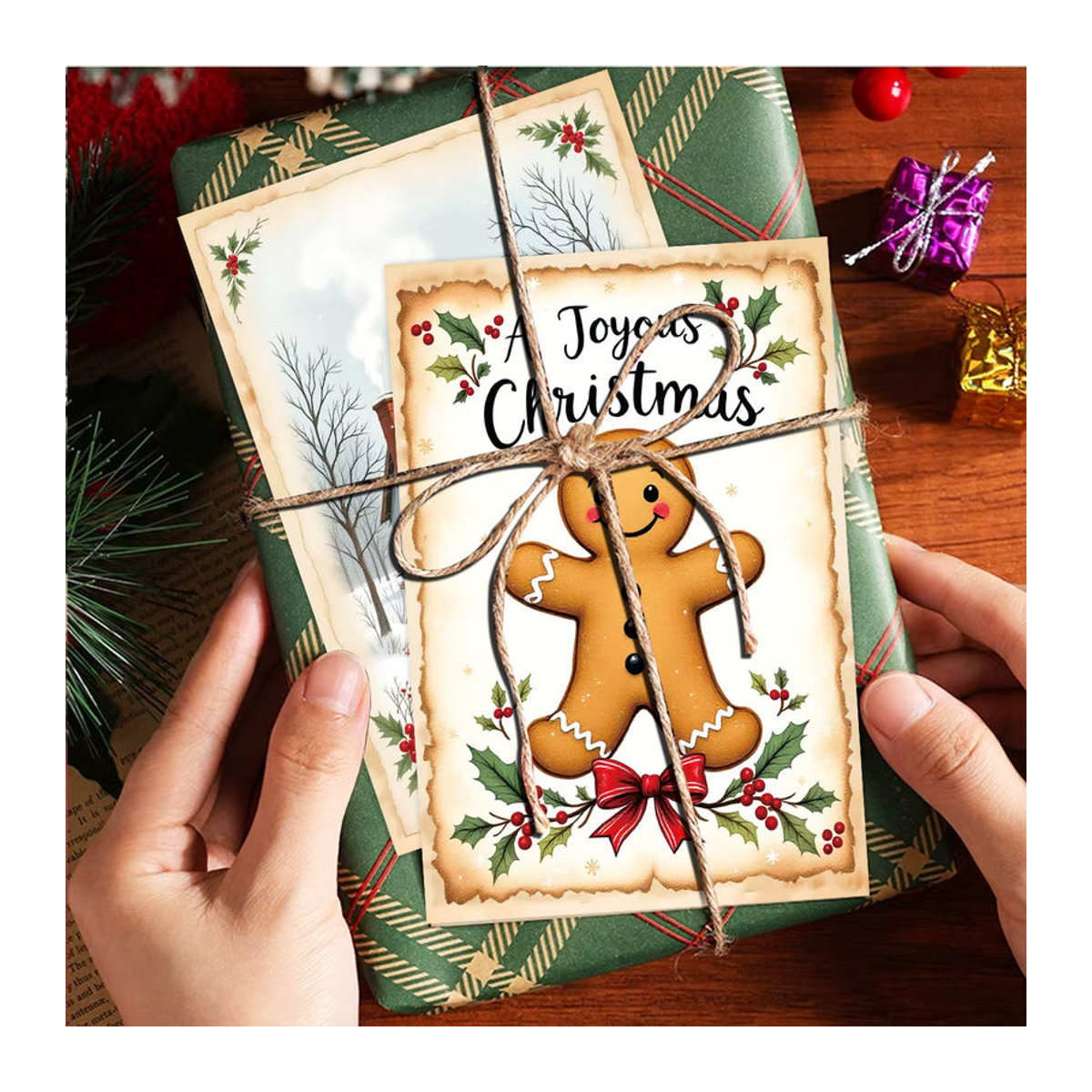 12 Stück Vintage-Weihnachtswandkarten aus Papier in Mehrfarbig für Dekoration und DIY-Geschenkverpackung - Bild 3