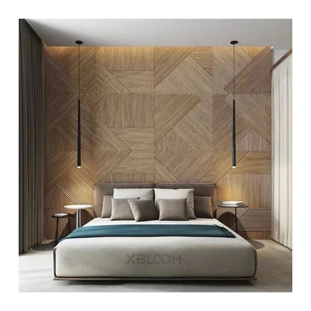 12 Stück WALLMG 3D Wandpaneele mit geometrischem Design in Holzoptik, Farbe: Braun, B/T/H: 50 x 50 x 50 cm - Bild 2