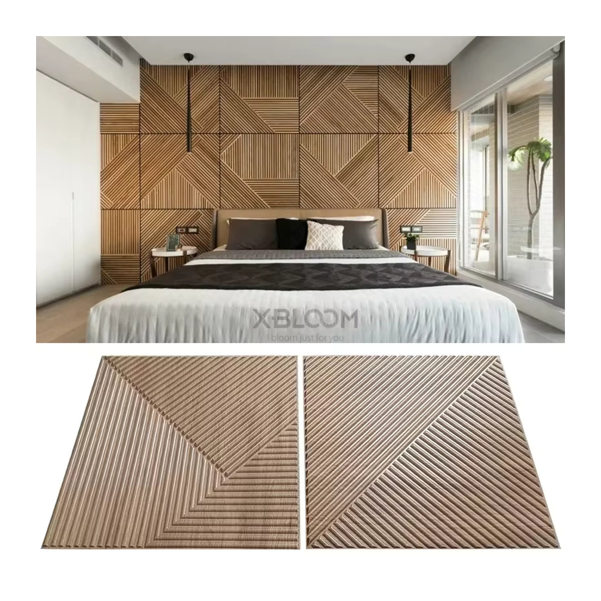 12 Stück WALLMG 3D Wandpaneele mit geometrischem Design in Holzoptik, Farbe: Braun, B/T/H: 50 x 50 x 50 cm - Bild 3