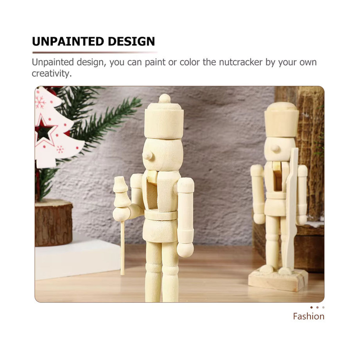 12 Stück Weihnachts-Nussknacker aus Holz als Tischdekoration, beige, rustikale Mini-Ornamente für den Desktop - Bild 3