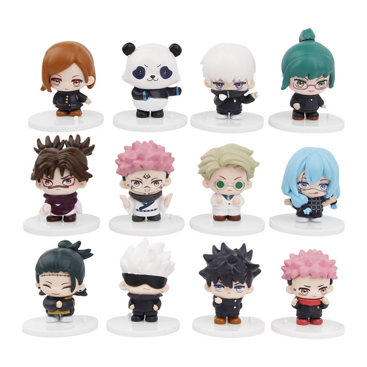 12-teiliges Jujutsu Kaisen Figuren Set von Bandai mit Itadori Yuji, Gojo Satoru, Fushiguro Megumi und Kugisaki in mehrfarbigem PVC-Design - Bild 1