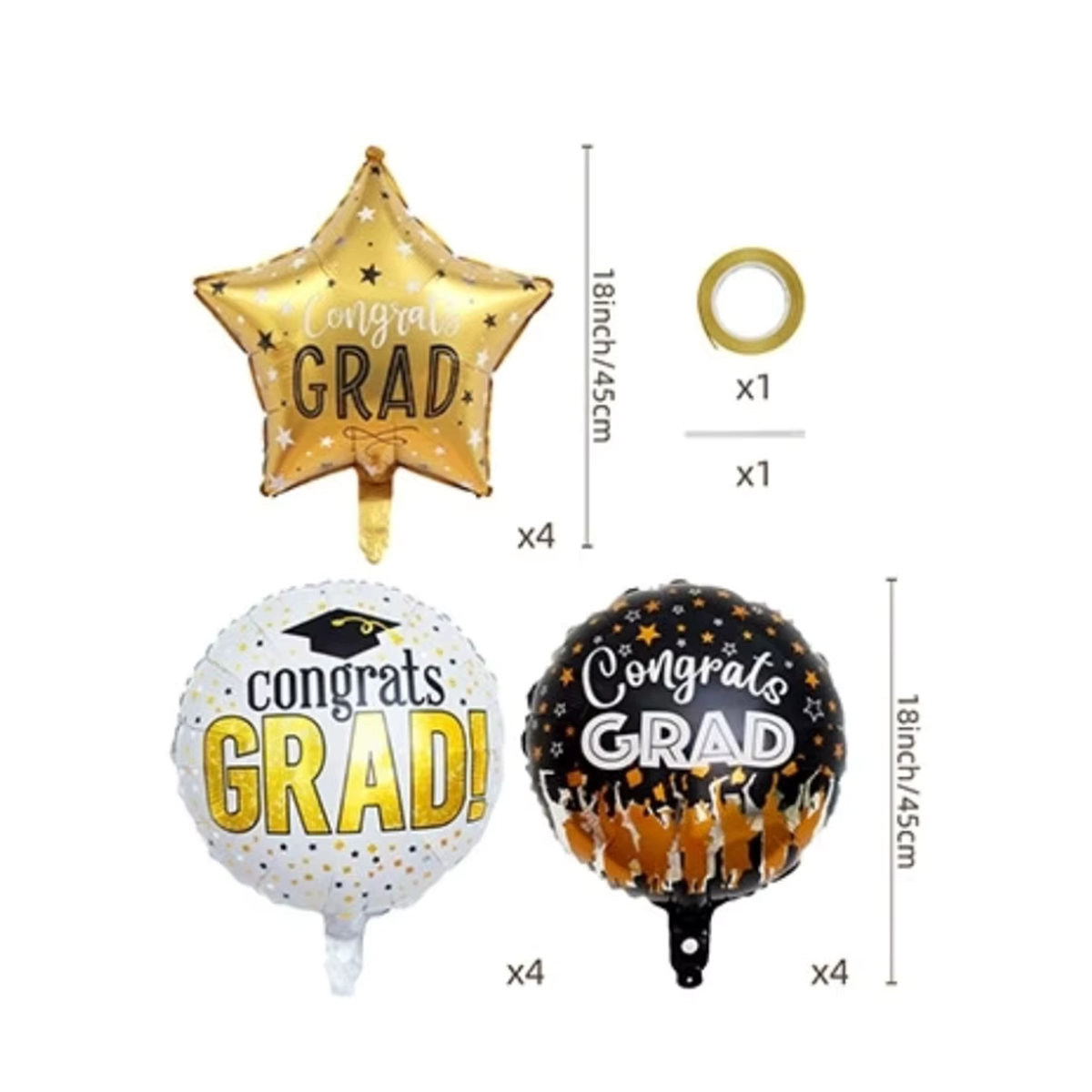 12-teiliges LQVYI Abschlussballon-Set in Gold mit Dots-Design für deine Abschlussfeier-Dekoration - Bild 3