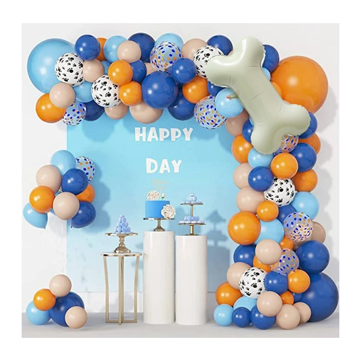 121 Stück Bluey-Thema Luftballon-Set mit Hundepfoten und Knochen für deine Geburtstagsparty-Dekoration, mehrfarbig - Bild 1