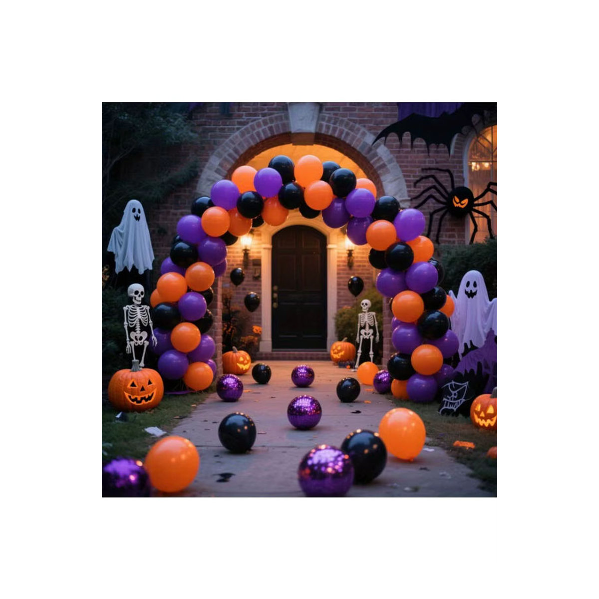 125-teiliges Halloween Ballon-Girlandenbogen-Set in Lila, Orange und Schwarz zur Dekoration - Bild 3