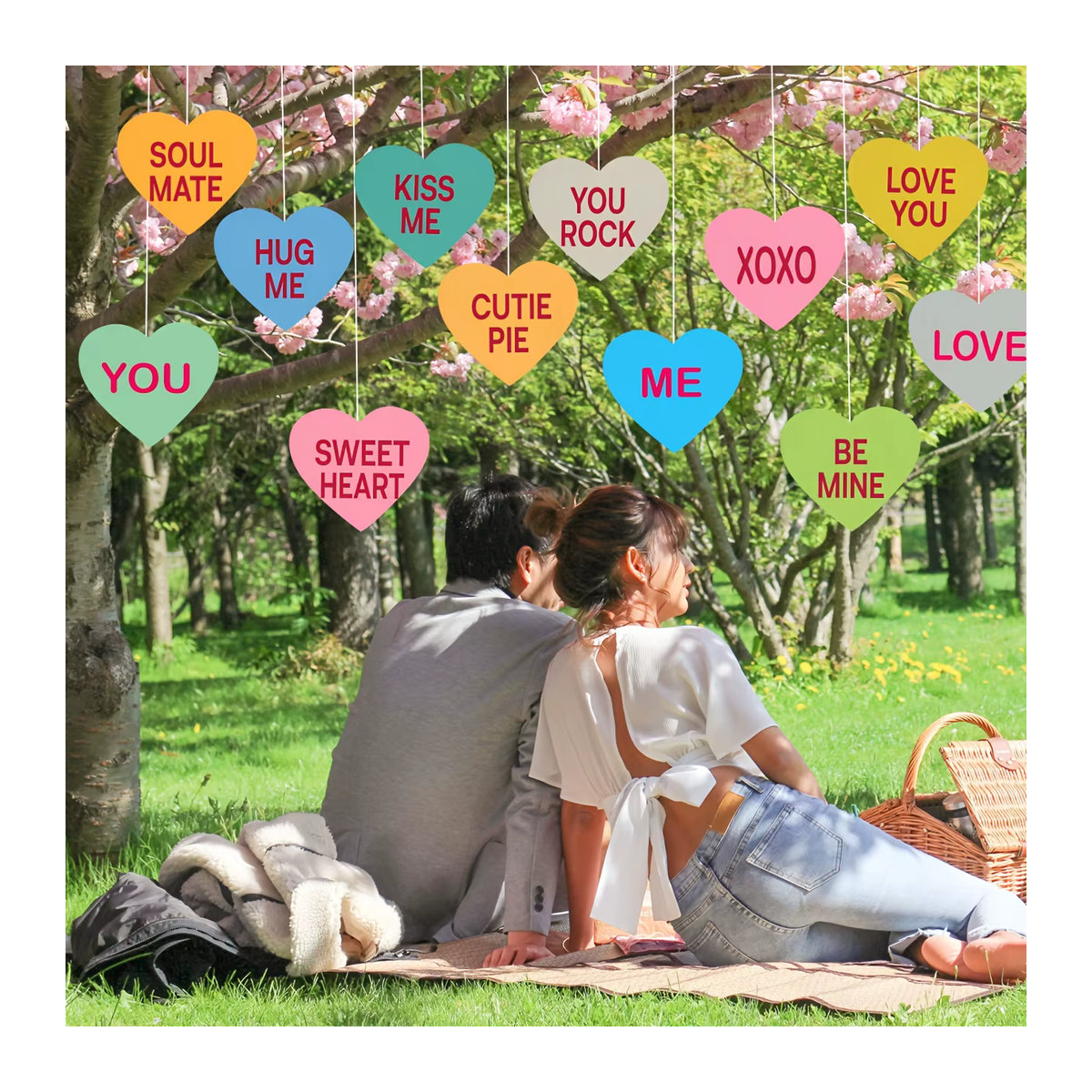12er-Pack Valentinstag Herz-Girlanden aus Papier in Pink und Mehrfarbig zum Aufhängen - Bild 4