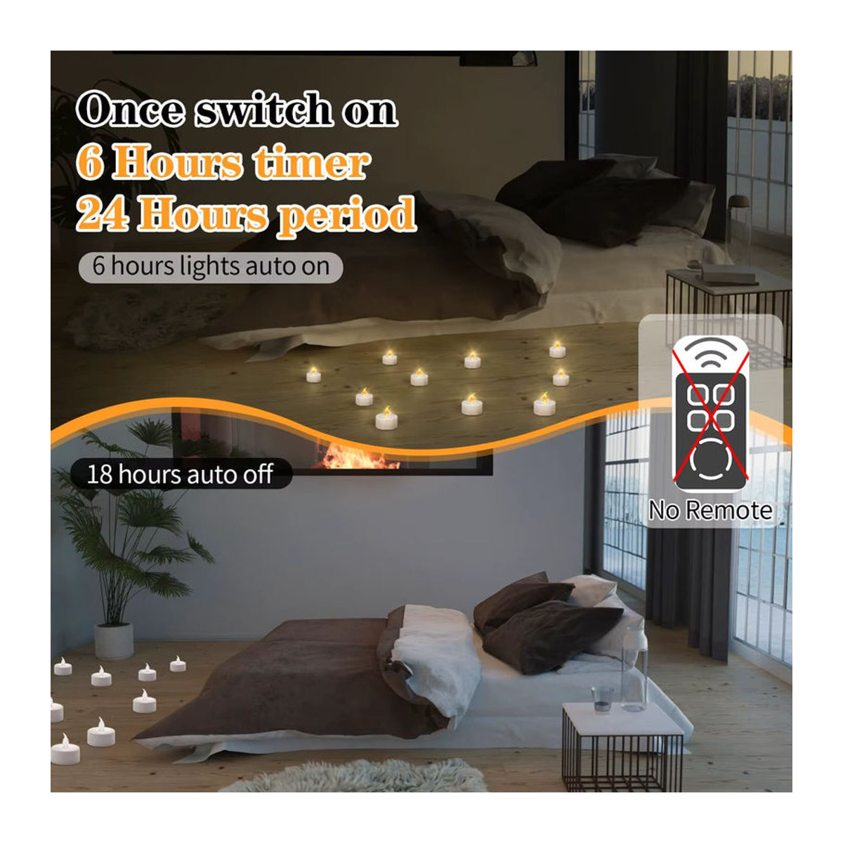 12er-Pack weiße LED-Teelichter mit Flackereffekt und automatischem Timer für die Dekoration - Bild 4