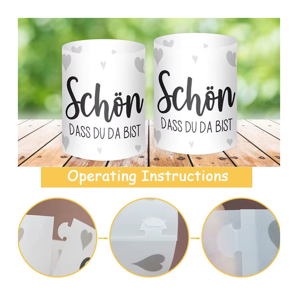 12er Paket Dekorative Brief Lampenschirm Abdeckung für Kerzenhalter in Schwarz und Weiß - Bild 2