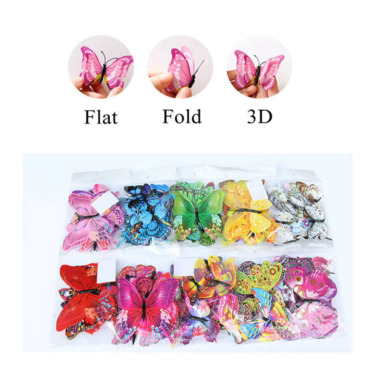12er Set 3D Schmetterling Wandaufkleber in Mehrfarbig für Wanddekoration bei Hochzeit oder Geburtstag - Bild 5