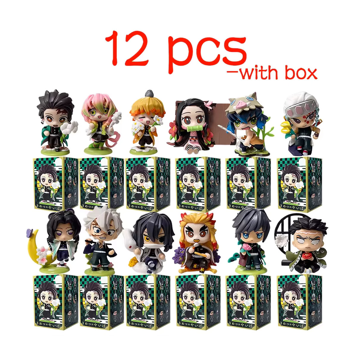 12er Set Bandai Demon Slayer Blindbox Anime Figuren Tanjiro Kamado und Nezuko aus PVC in Mehrfarbig - Bild 6