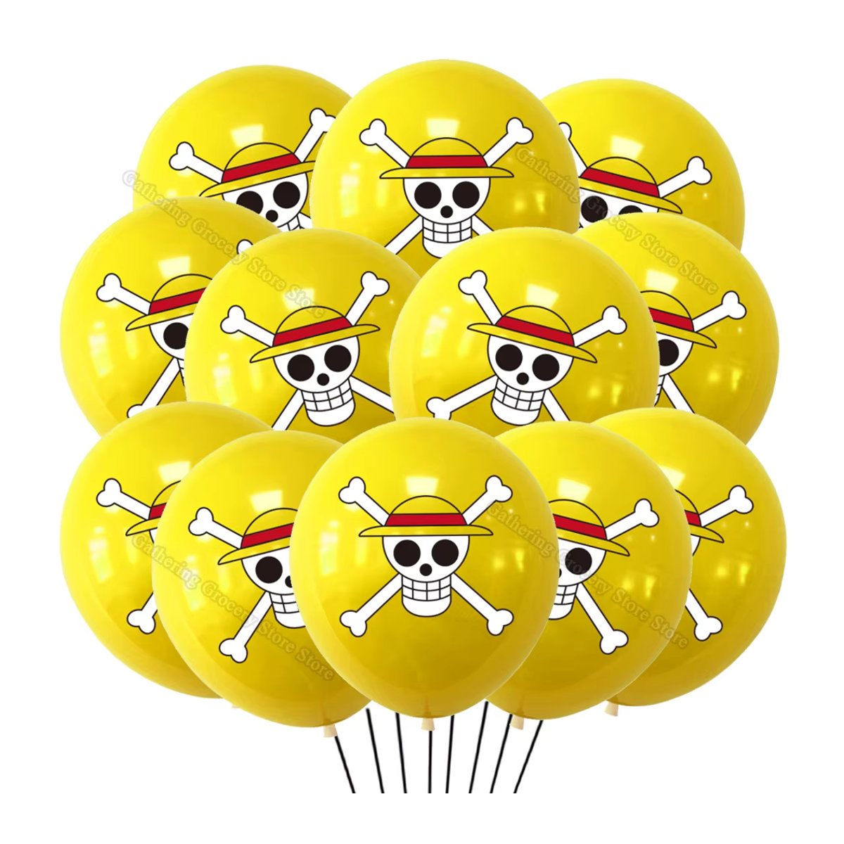 12er Set Bandai Luffy Piraten Flagge Latex Ballons für Kinder Geburtstag Party Dekoration, Mehrfarbig - Bild 2