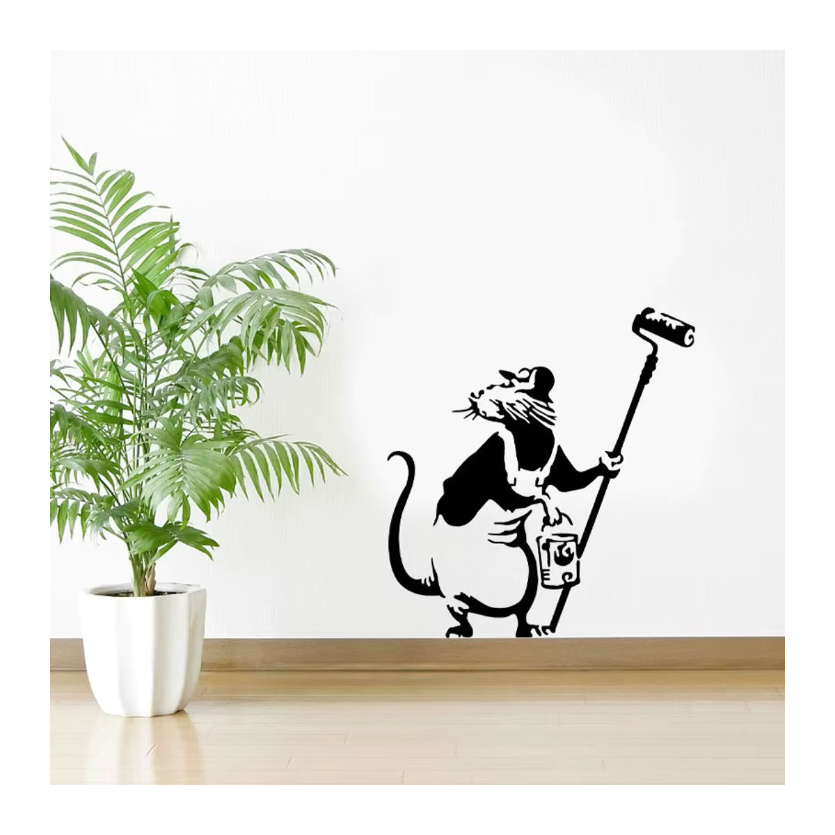 12er Set Banksy Street Art Wandtattoo Rat Schwarz zur Dekoration von Wänden, Fußleisten, Türen und Fenstern - Bild 1