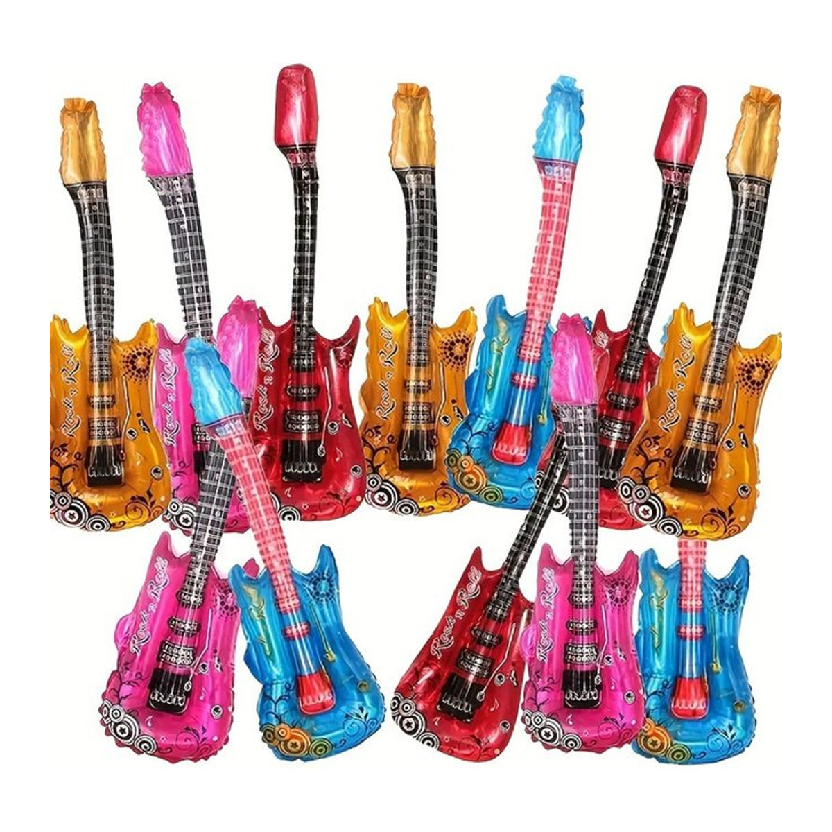 12er Set EACH PARTY Gitarre Folienballons für Musik Thema Partys, Geburtstag und Hochzeit, mehrfarbig - Bild 1