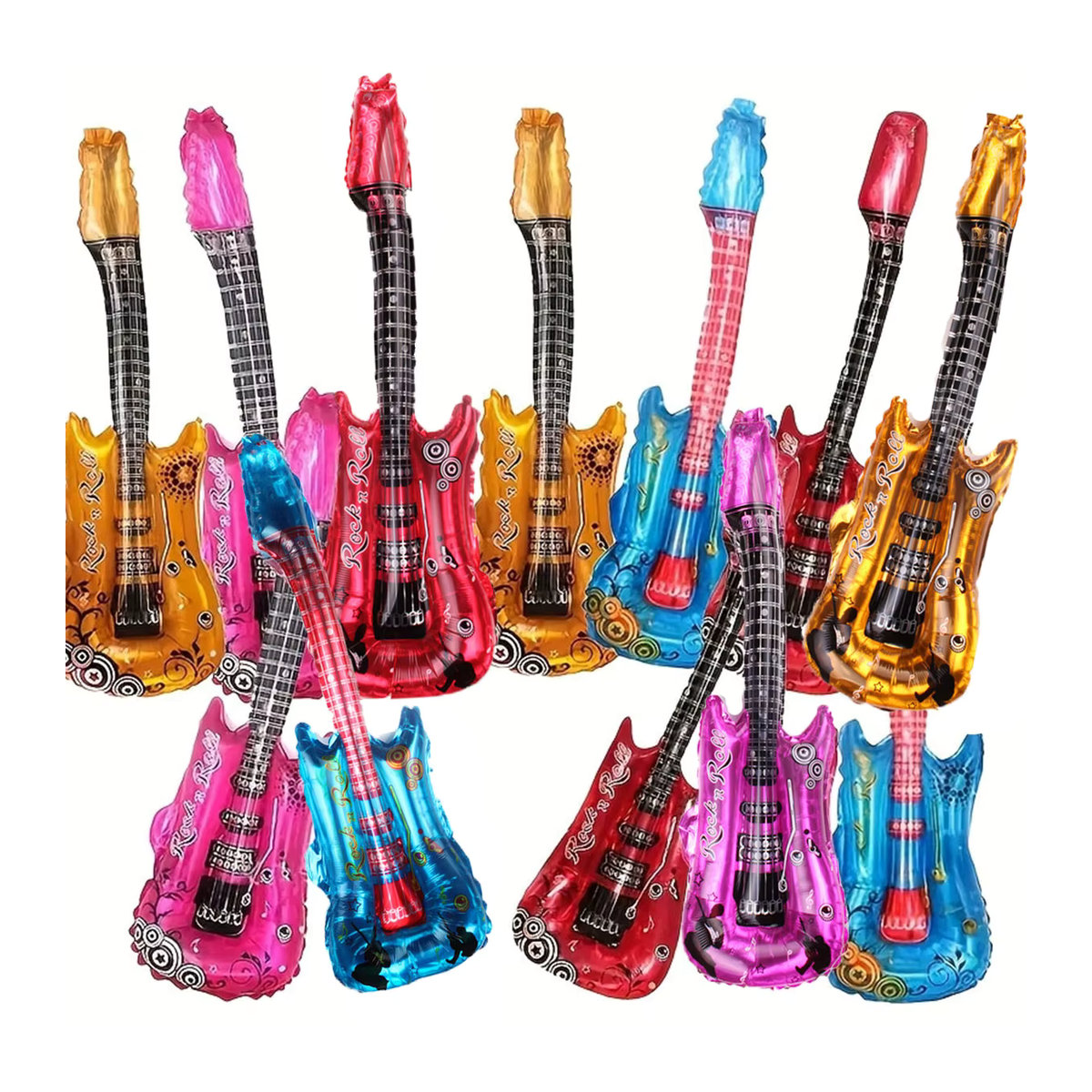 12er Set EACH PARTY Gitarre Folienballons für Musik Thema Partys, Geburtstag und Hochzeit, mehrfarbig - Bild 5