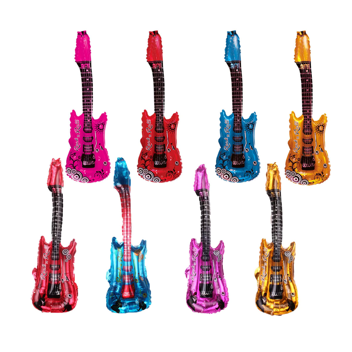 12er Set EACH PARTY Gitarre Folienballons für Musik Thema Partys, Geburtstag und Hochzeit, mehrfarbig - Bild 6