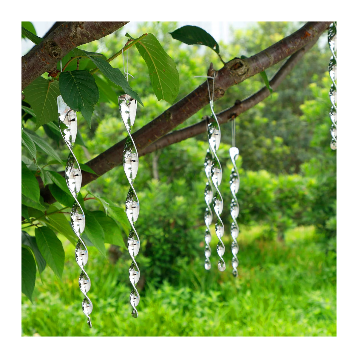 12er Set Reflektierende Vogelabwehr-Stangen Silber als Vogelschutz-Ornament für den Garten und Außenbereich - Bild 5