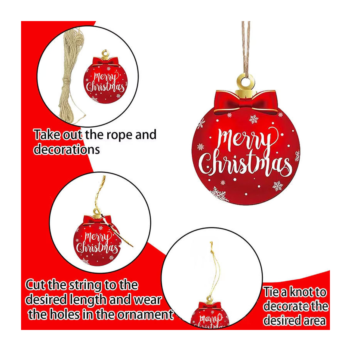 12er Set rote Weihnachtsbaum Kugeln als Hängeornamente zur Dekoration - Bild 3