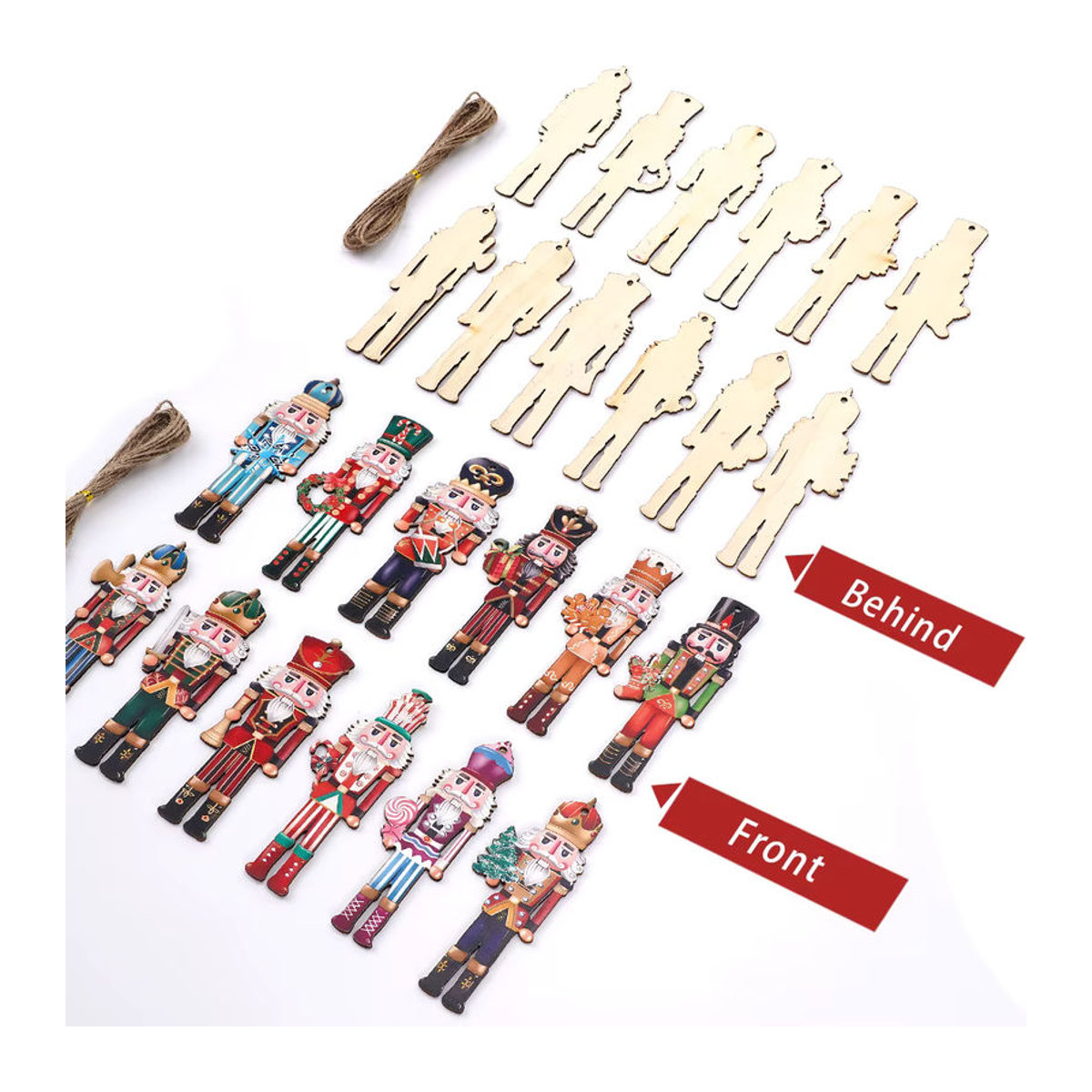12er Set Weihnachts-Nussknacker aus Holz als mehrfarbige Hängeornamente für deinen Weihnachtsbaum - Bild 6