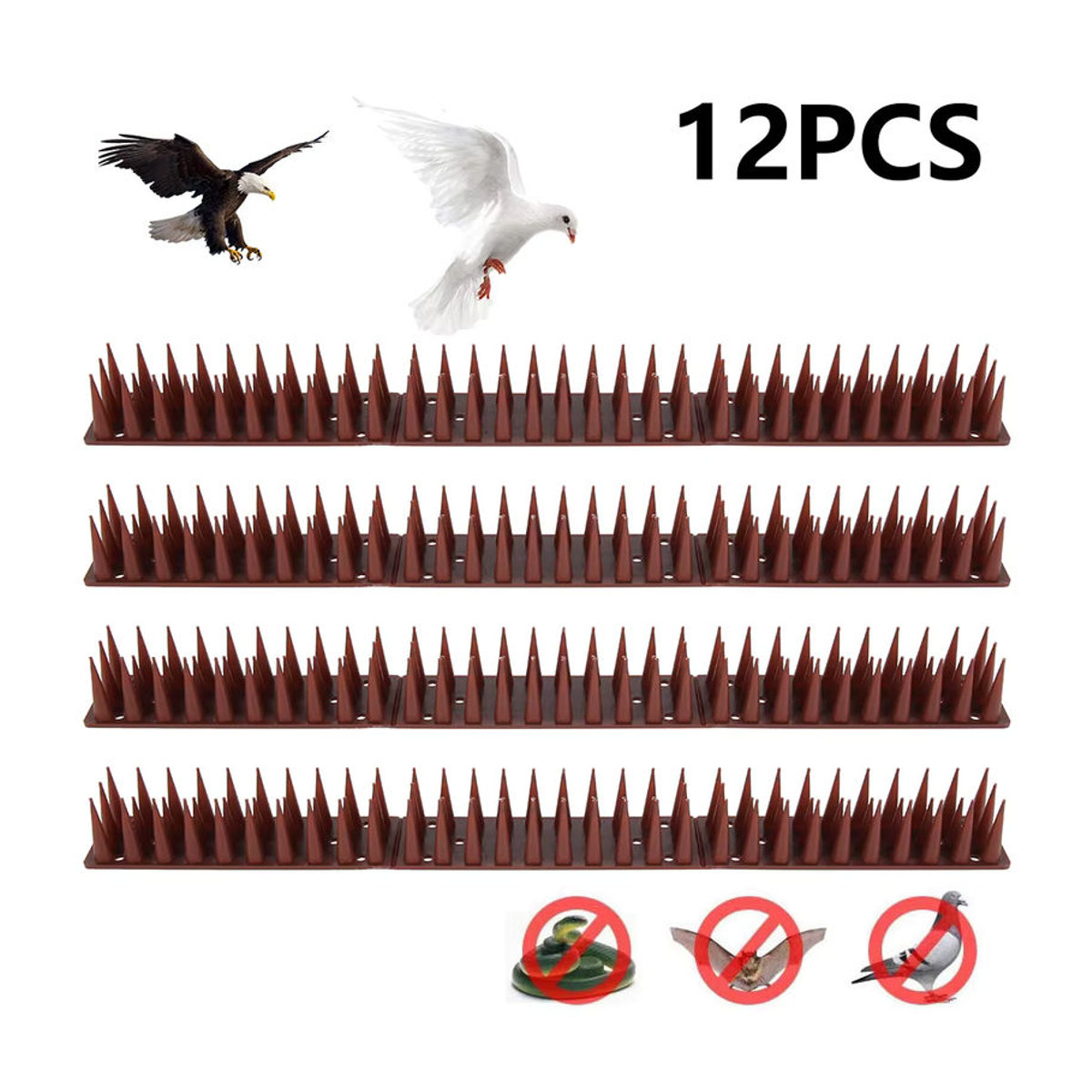 12er Set Zaun Spikes aus Kunststoff zur Vogel- und Katzenabwehr sowie als Anti-Kletter-Schutz für deinen Garten - Bild 1