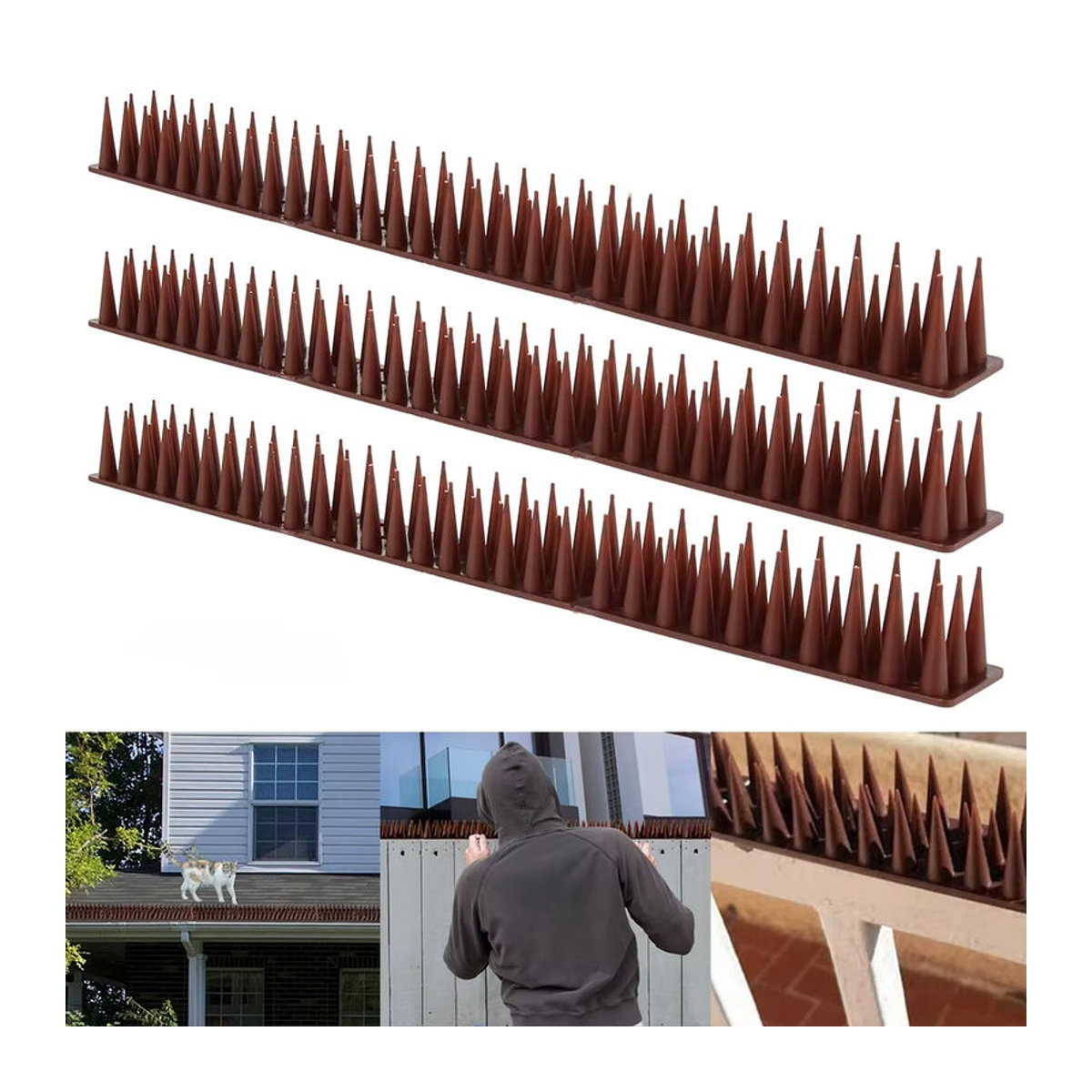 12er Set Zaun Spikes aus Kunststoff zur Vogel- und Katzenabwehr sowie als Anti-Kletter-Schutz für deinen Garten - Bild 5