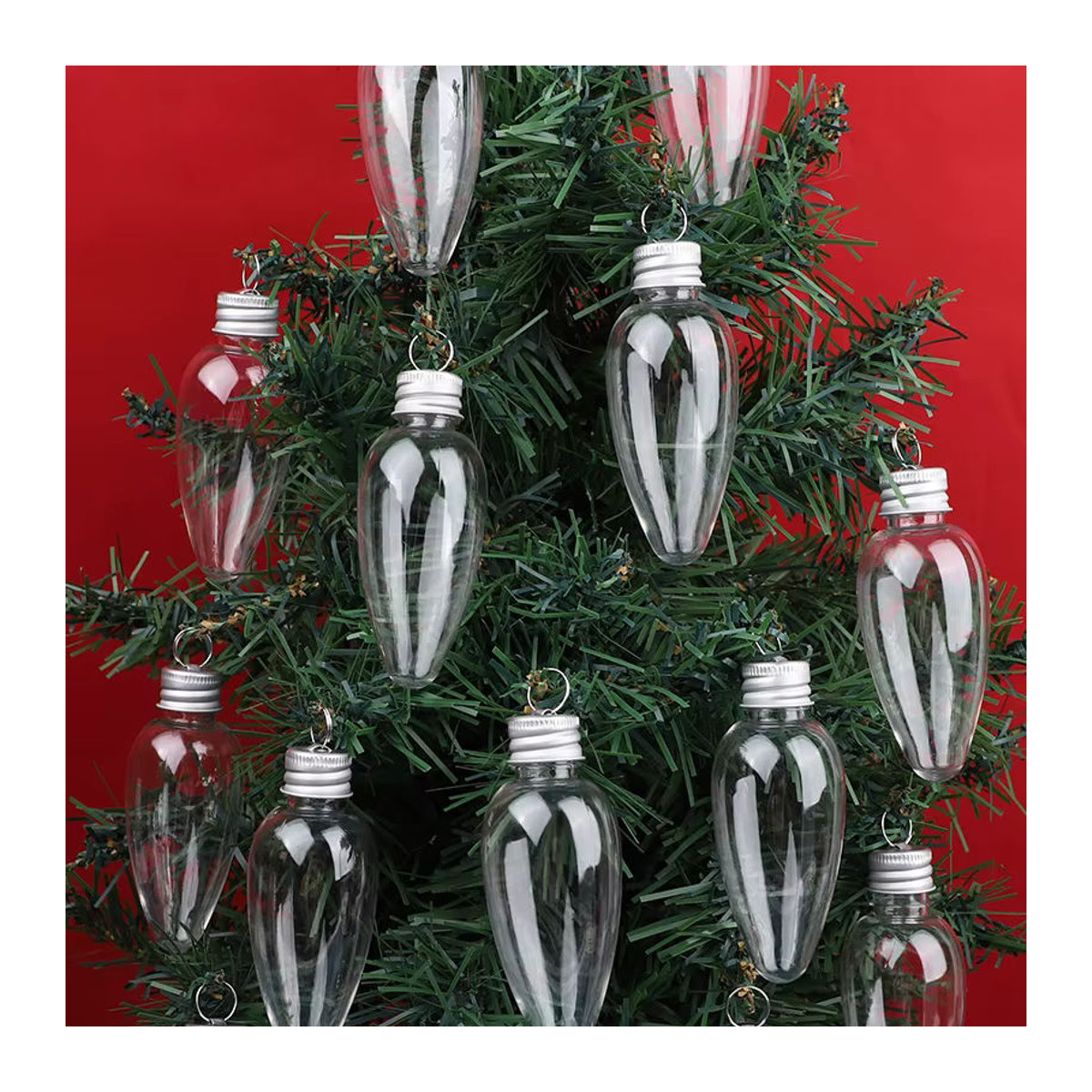 12er Set ZQNYCY Weihnachts Hängeornamente in Glühbirnenform aus transparentem Kunststoff - Bild 3