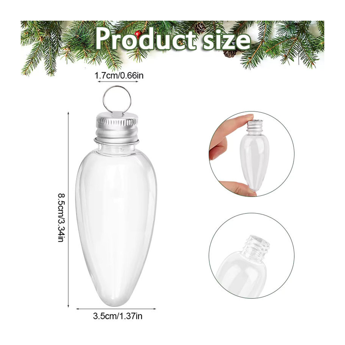 12er Set ZQNYCY Weihnachts Hängeornamente in Glühbirnenform aus transparentem Kunststoff - Bild 6