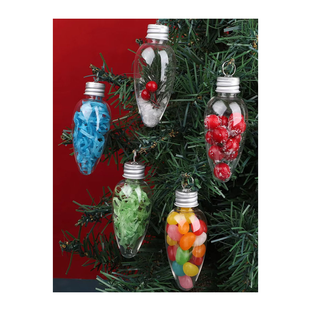 12er Set ZQNYCY Weihnachts Hängeornamente in Glühbirnenform aus transparentem Kunststoff - Bild 7
