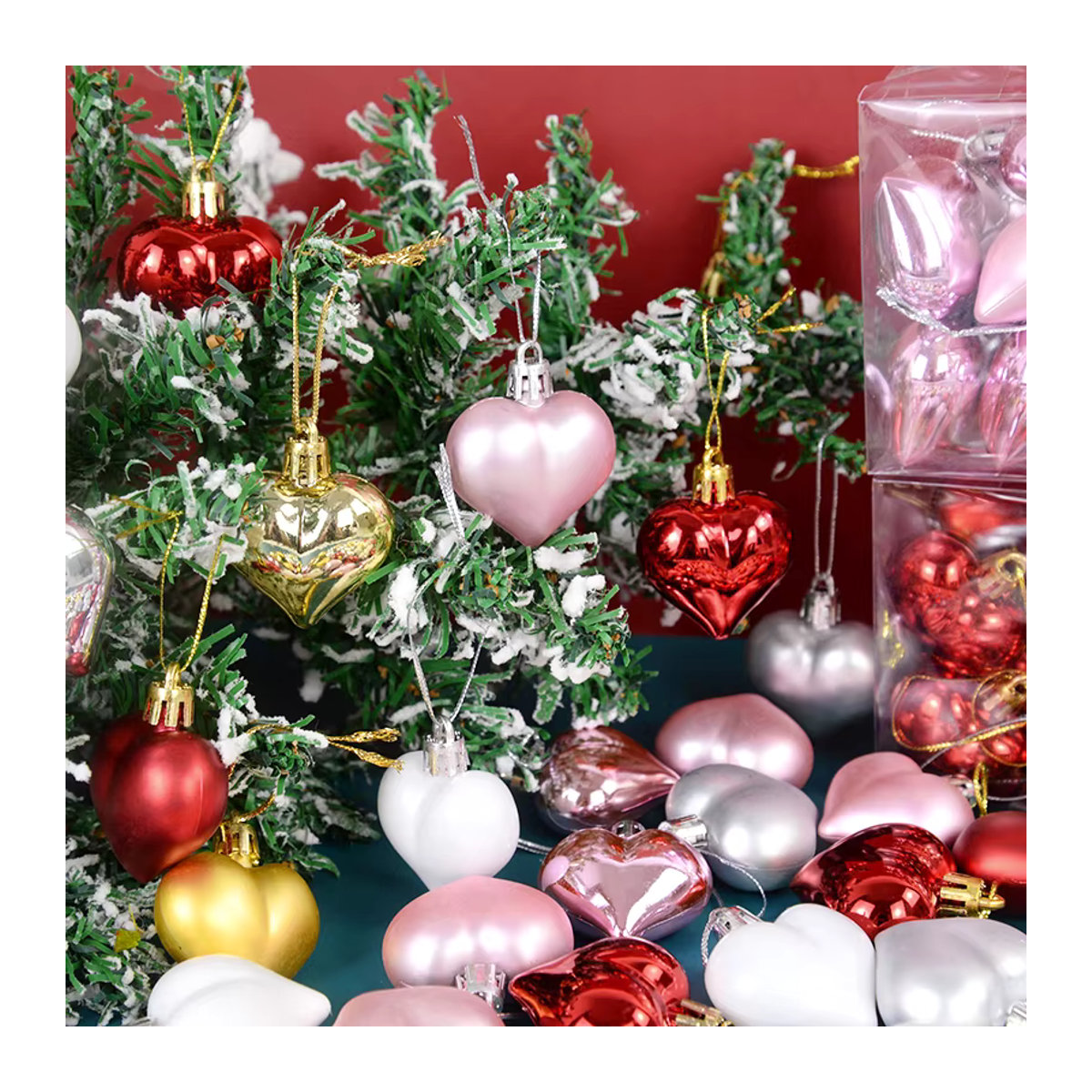 12er Set ZQNYCY Weihnachtsanhänger aus Kunststoff in Stern- und Herzform, mehr - Bild 4