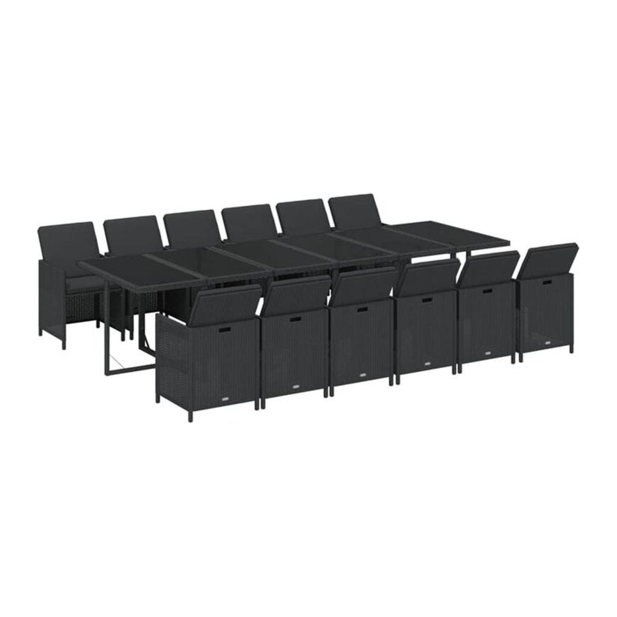 13-teilige moderne Garten-Essgruppe aus Poly-Rattan mit Kissen in Schwarz von vidaxl - Bild 1