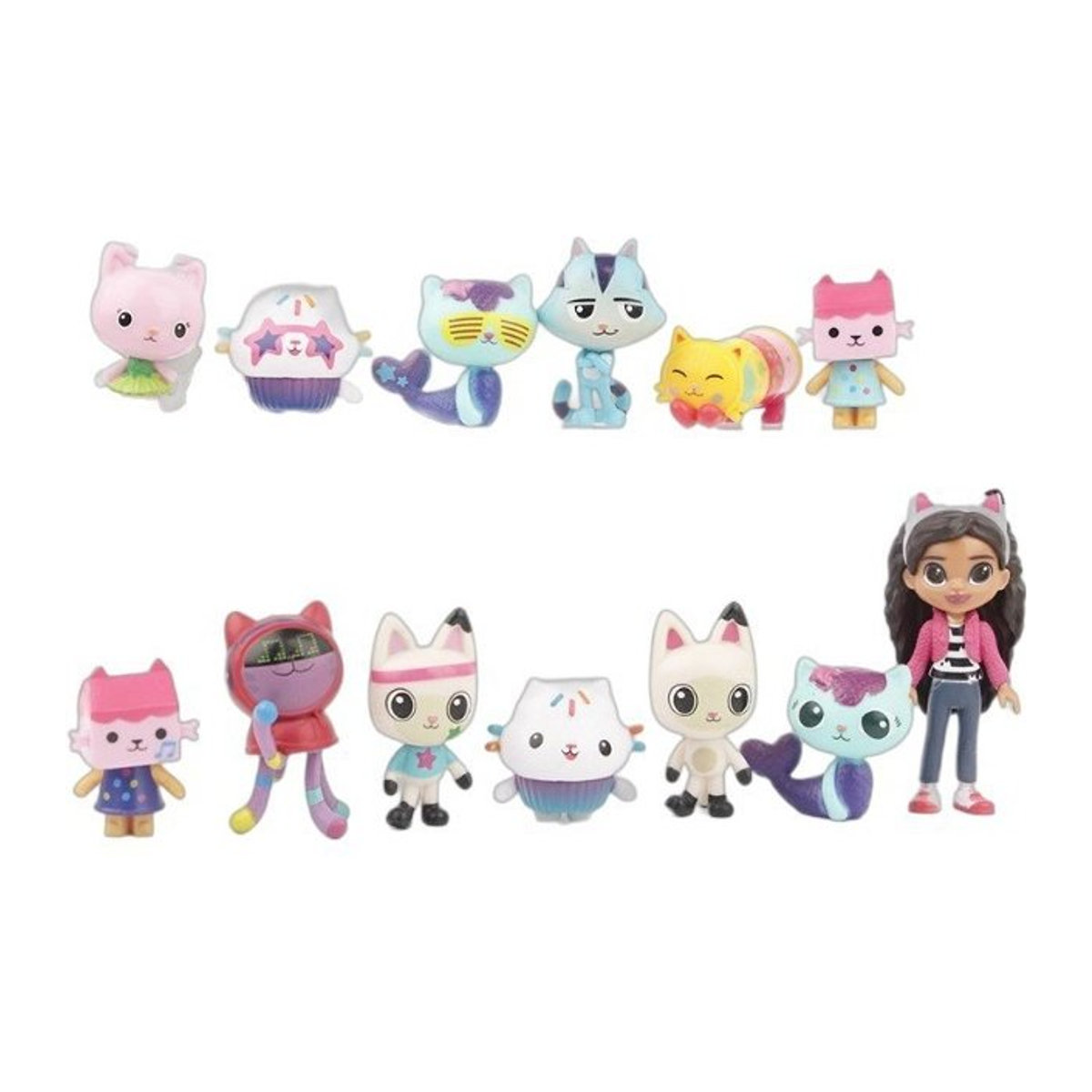 13-teiliges Gabby Puppenhaus Set mit Anime Figuren und Engel-Katzen als bunte Kuchendekoration aus Kunststoff für Kindergeburtstage und Weihnachten - Bild 1