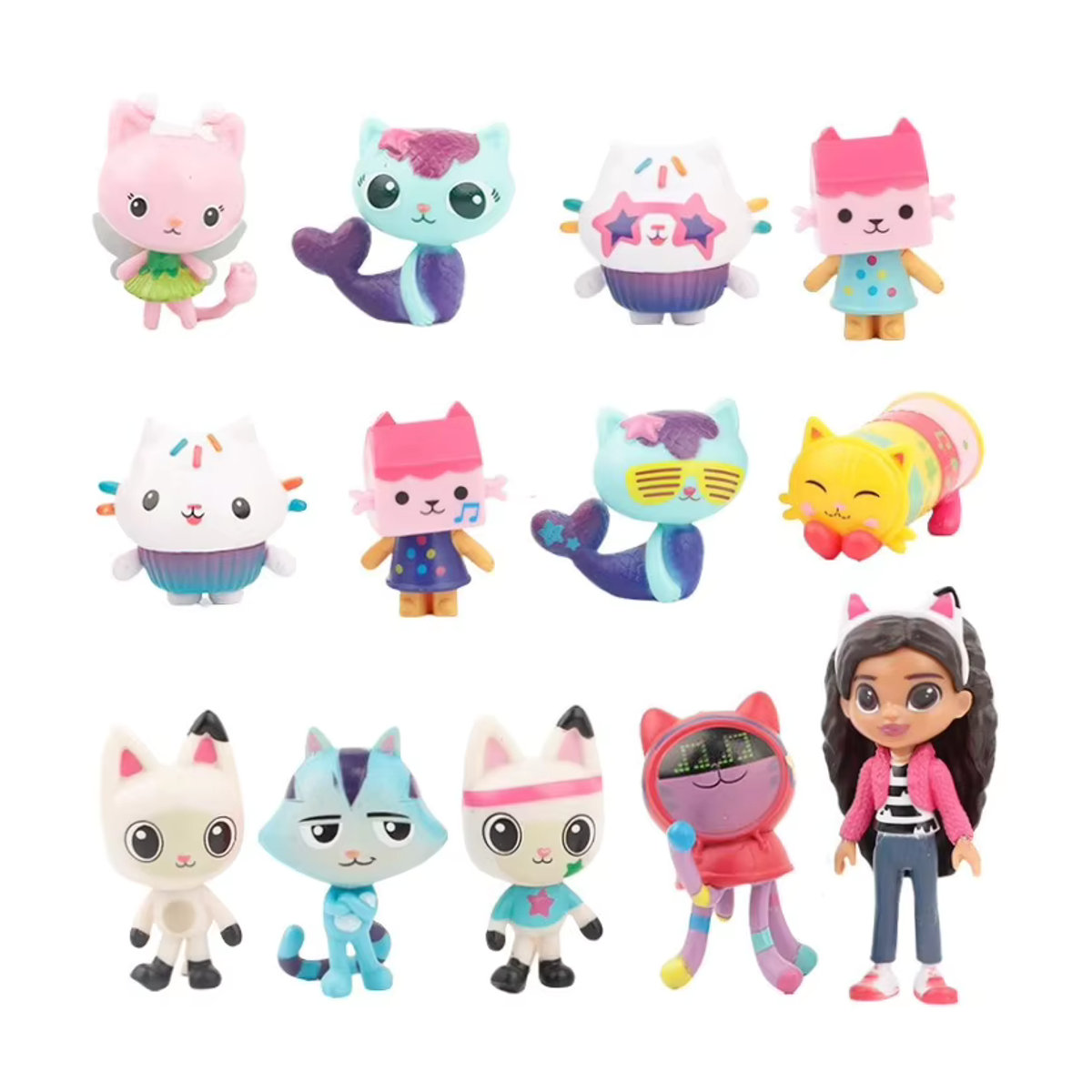 13-teiliges Gabby Puppenhaus Set mit Anime Figuren und Engel-Katzen als bunte Kuchendekoration aus Kunststoff für Kindergeburtstage und Weihnachten - Bild 2