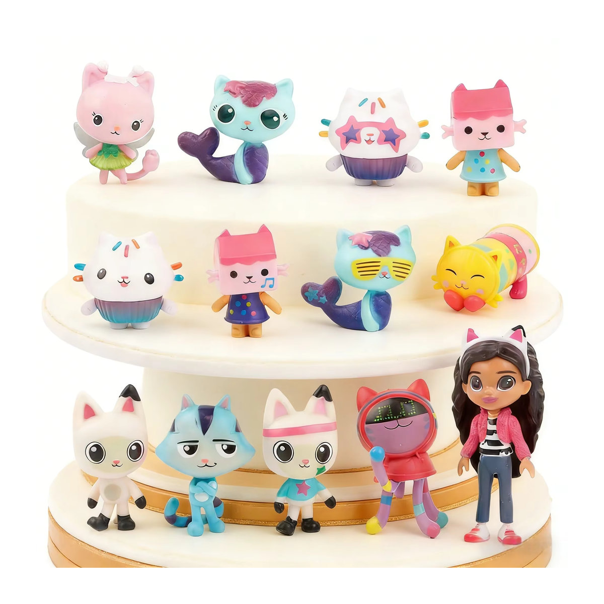 13-teiliges Gabby Puppenhaus Set mit Anime Figuren und Engel-Katzen als bunte Kuchendekoration aus Kunststoff für Kindergeburtstage und Weihnachten - Bild 3