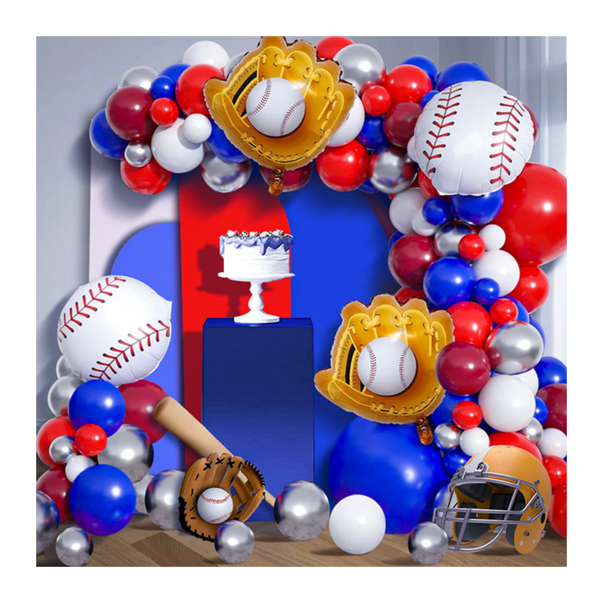 132-teiliges Baseball Ballon Girlande Set für Geburtstag und Party Dekoration, mehrfarbig - Bild 1