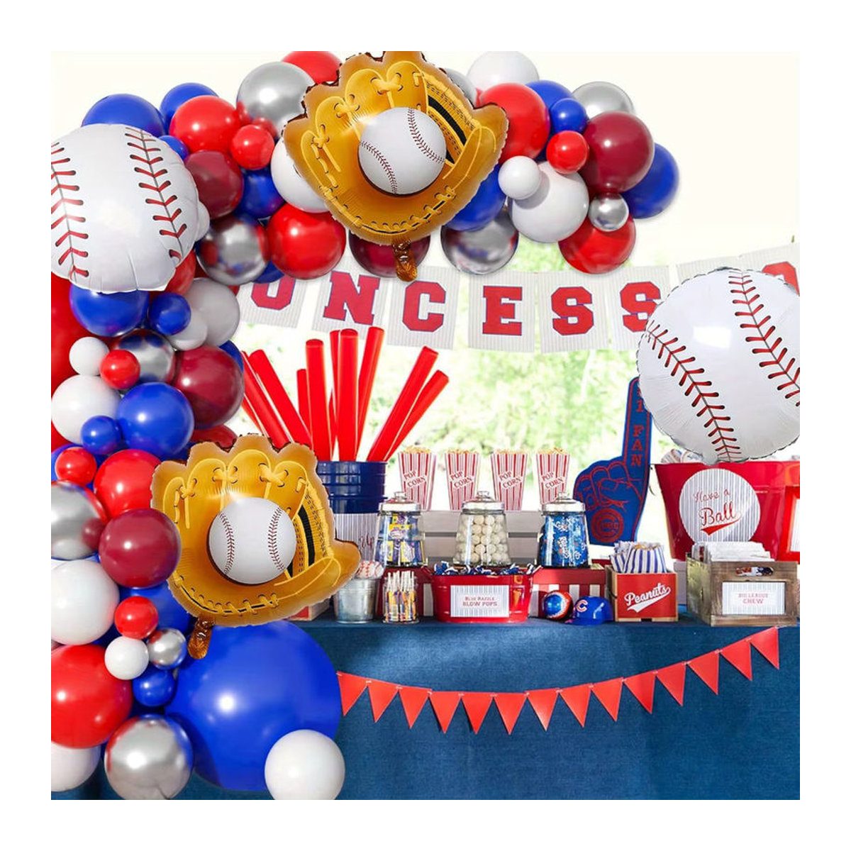 132-teiliges Baseball Ballon Girlande Set für Geburtstag und Party Dekoration, mehrfarbig - Bild 6
