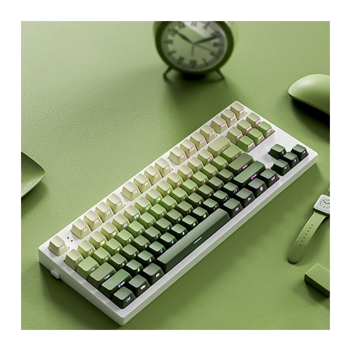 135 Cherry Profil Tastenkappen Grüne Traube in Grün und Schwarz, Double Shot PBT Keycaps mit seitlicher Beschriftung für MX-Schalter Gaming-Tastaturen - Bild 1