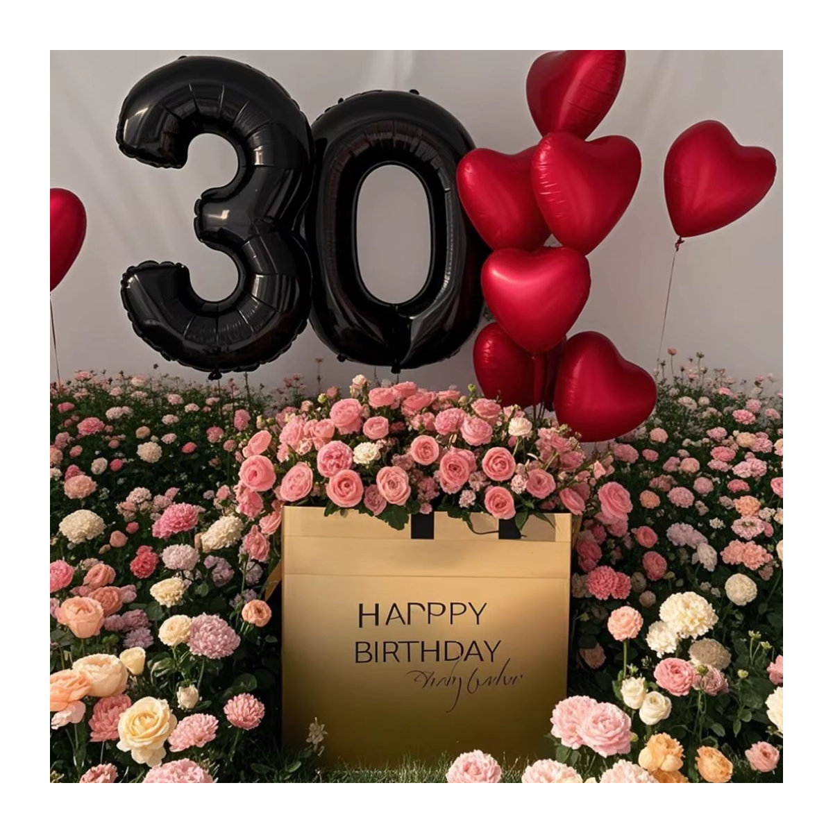 14-teiliges Ballonset in Schwarz und Rot mit herzförmigen Motiven für Geburtstag und Valentinstag - Bild 3