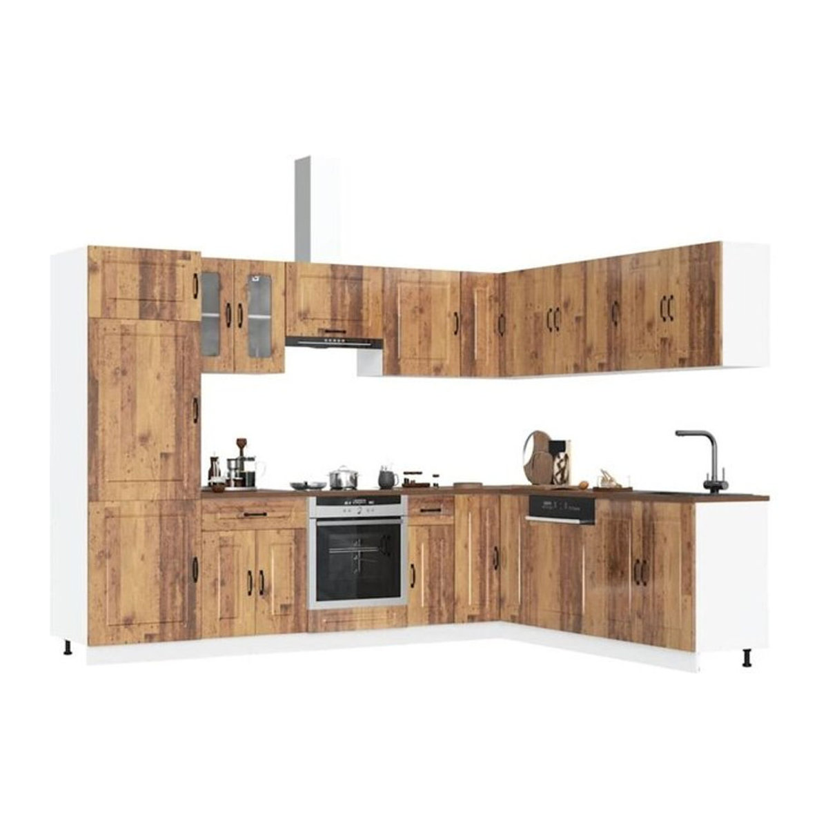 14-tlg. Küchenschrank-Set Kalmar in Braun in Altholz-Optik im Landhausstil von Vidaxl - Bild 1