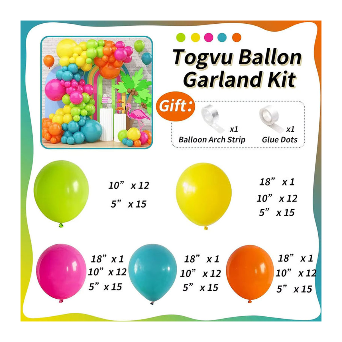 141-teiliges tropisches Ballon-Girlanden-Set aus Latex in Mehrfarbig für deine Sommer-Dekoration - Bild 4