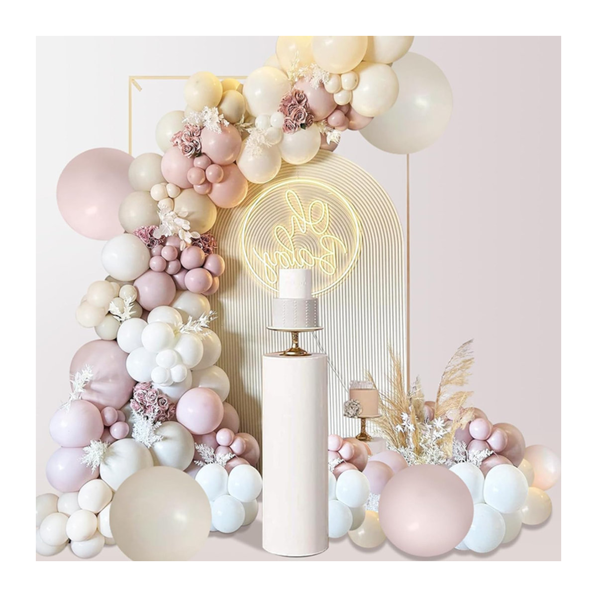 144-teiliges Ballon-Girlanden-Set im Boho-Stil in Rosa und Weiß für Geburtstag, Hochzeit oder Baby Shower - Bild 1