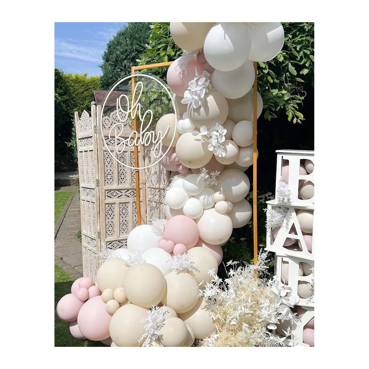 144-teiliges Ballon-Girlanden-Set im Boho-Stil in Rosa und Weiß für Geburtstag, Hochzeit oder Baby Shower - Bild 3