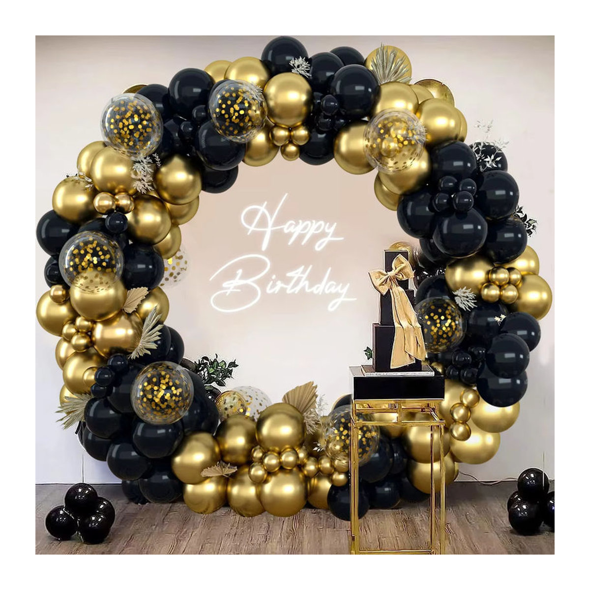 150-teiliges Latex-Ballon-Set in Schwarz und Gold für Geburtstag, Hochzeit und Valentinstag - Bild 3