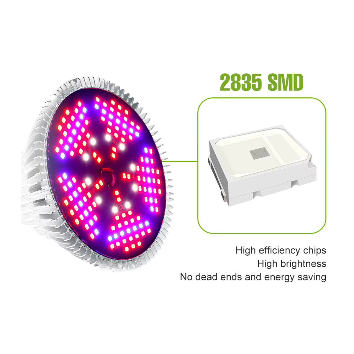 150W LED Vollspektrum Pflanzenlampe mit E27/E26 Fassung für Pflanzenboxen, Blumen, Samen und Hydroponik - Bild 3