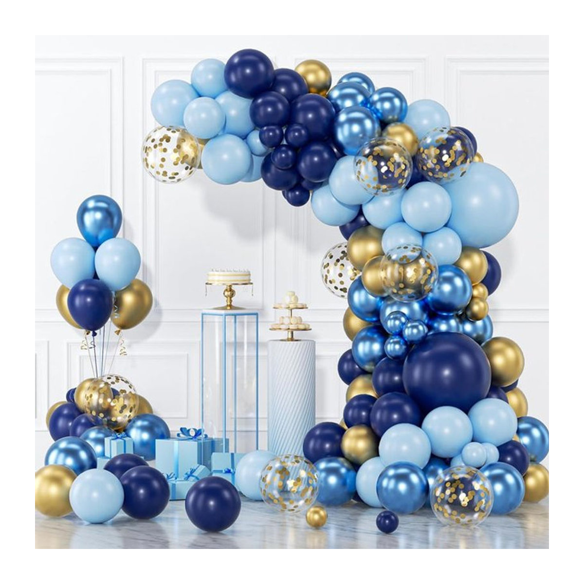 152-teiliges Latex-Ballon-Set in Blau und Gold für deine Geburtstags-, Hochzeits- oder Valentinstags-Dekoration - Bild 1