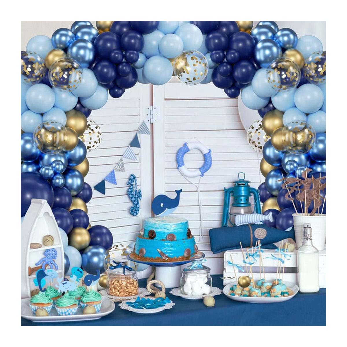 152-teiliges Latex-Ballon-Set in Blau und Gold für deine Geburtstags-, Hochzeits- oder Valentinstags-Dekoration - Bild 5