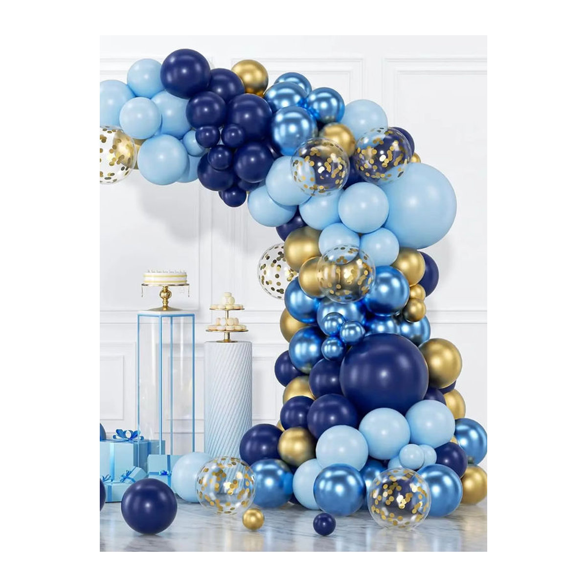 152-teiliges Latex-Ballon-Set in Blau und Gold für deine Geburtstags-, Hochzeits- oder Valentinstags-Dekoration - Bild 6