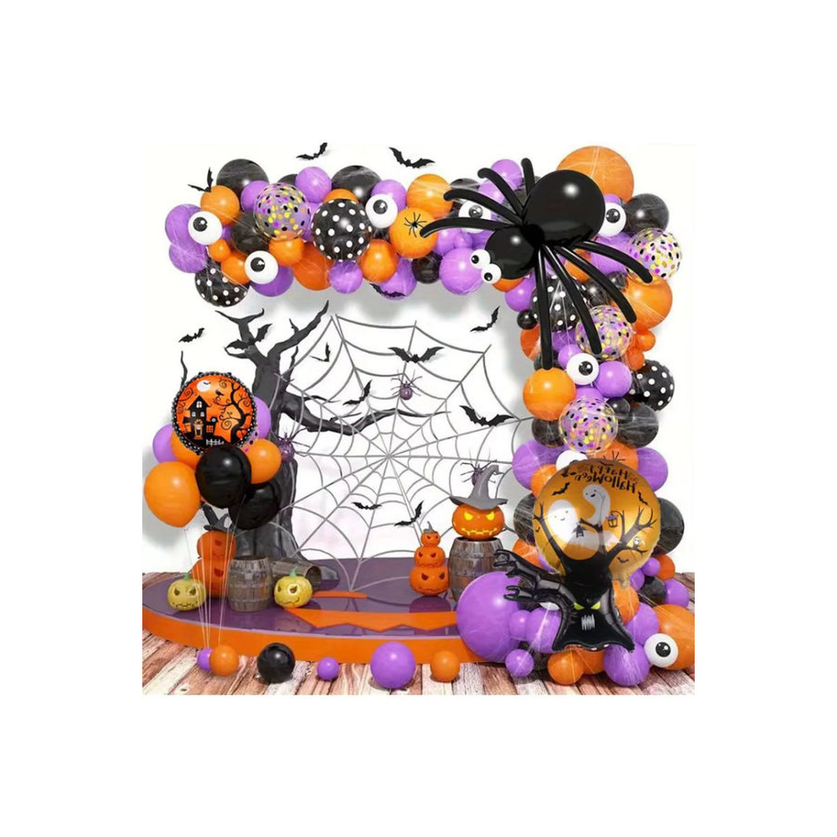 153-teiliges Halloween-Ballon-Girlanden-Set mit Fledermaus-Aufklebern in Mehrfarbig für deine Party-Dekoration - Bild 3