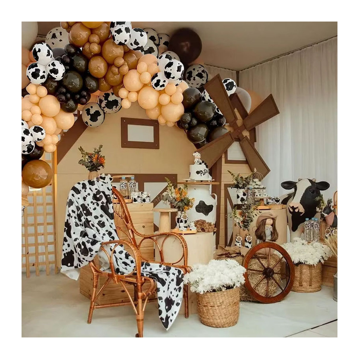 158-teiliges Kuh-Ballon-Girlanden-Set mit Tierprint für Bauernhof-Partys, Babypartys und Geburtstage in Mehrfarbig - Bild 3
