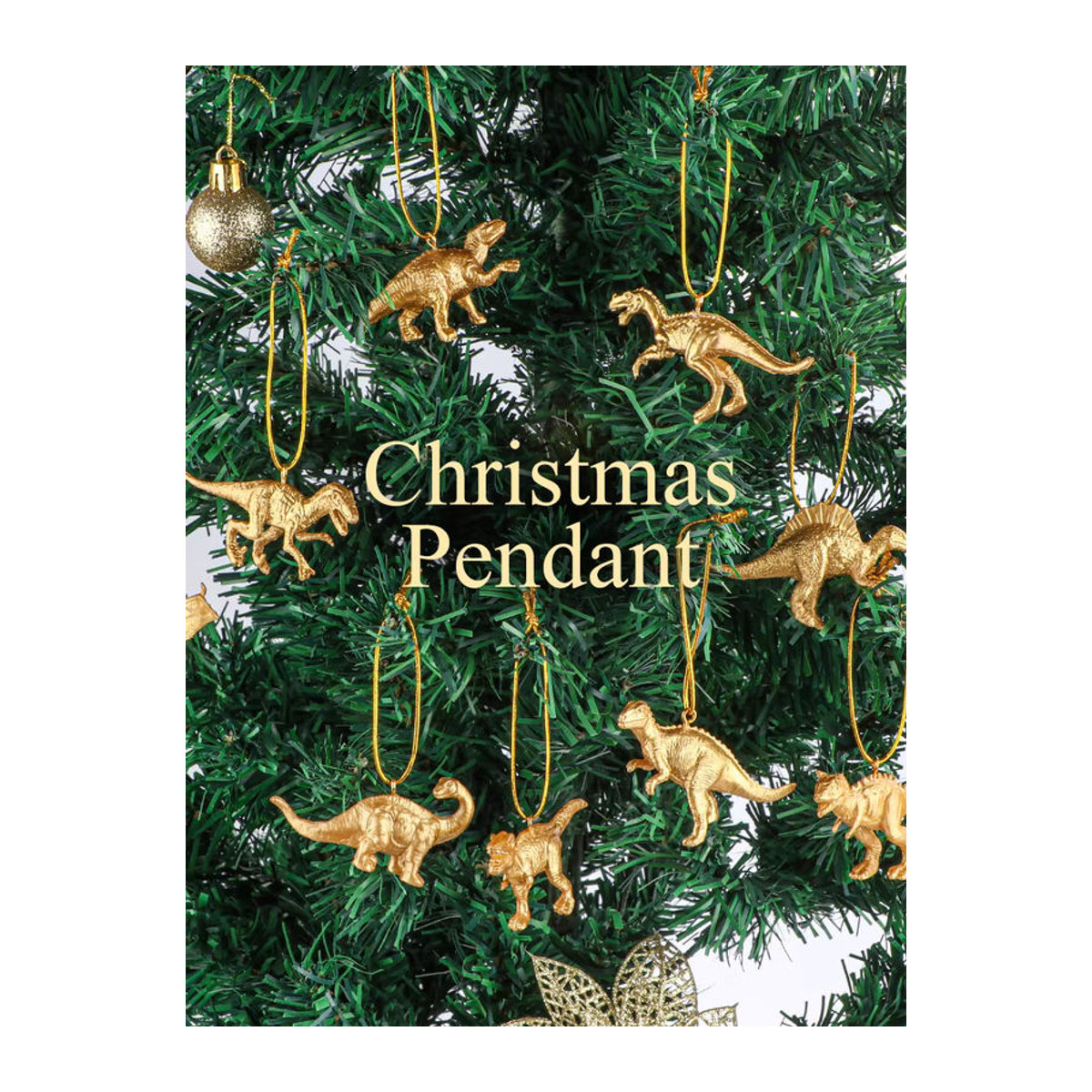 16 goldene Dinosaurier-Hängeornamente als Tier-Figuren für Weihnachtsbaum und Party-Dekoration - Bild 6