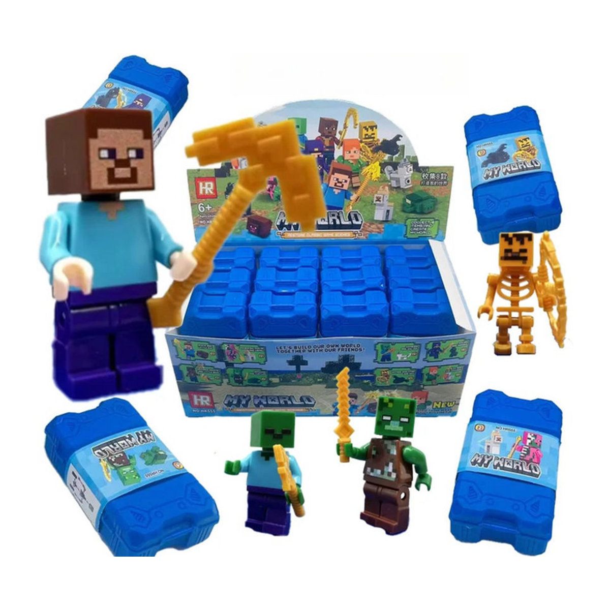 16-teiliges Bandai PVC-Modellfiguren-Set My World Steve Figuren in Mehrfarbig für Kinder und zur Desktop-Dekoration - Bild 1