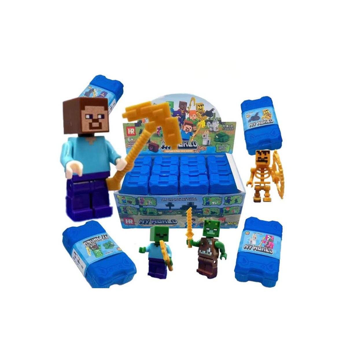 16-teiliges Bandai PVC-Modellfiguren-Set My World Steve Figuren in Mehrfarbig für Kinder und zur Desktop-Dekoration - Bild 4
