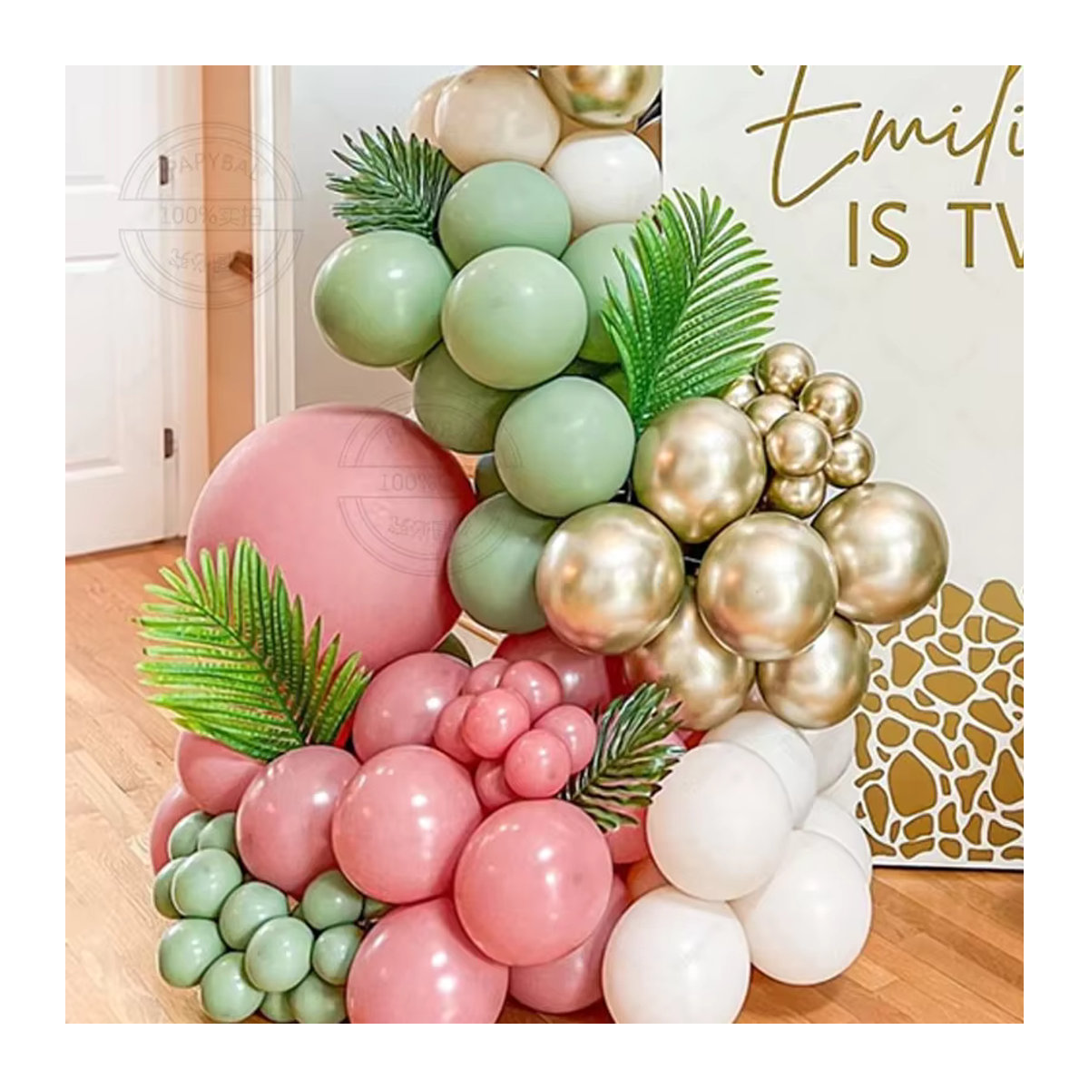 174-teiliges Giraffen-Ballon-Set für Kindergeburtstage und Babypartys in Rosa, Grün und Gold - Bild 3